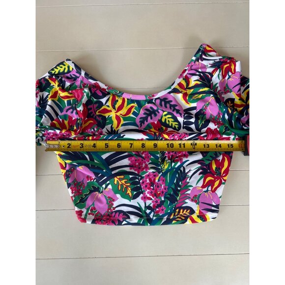 J. Crew Cropped Rash Guard Swim Top Women's L Floral Long Sleeve UPF 50+ NWT - Picture 7 of 8